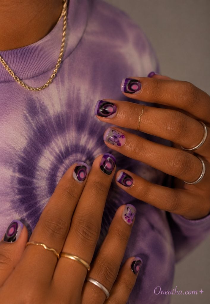 Purple Butterfly Nails by Oneatha.
