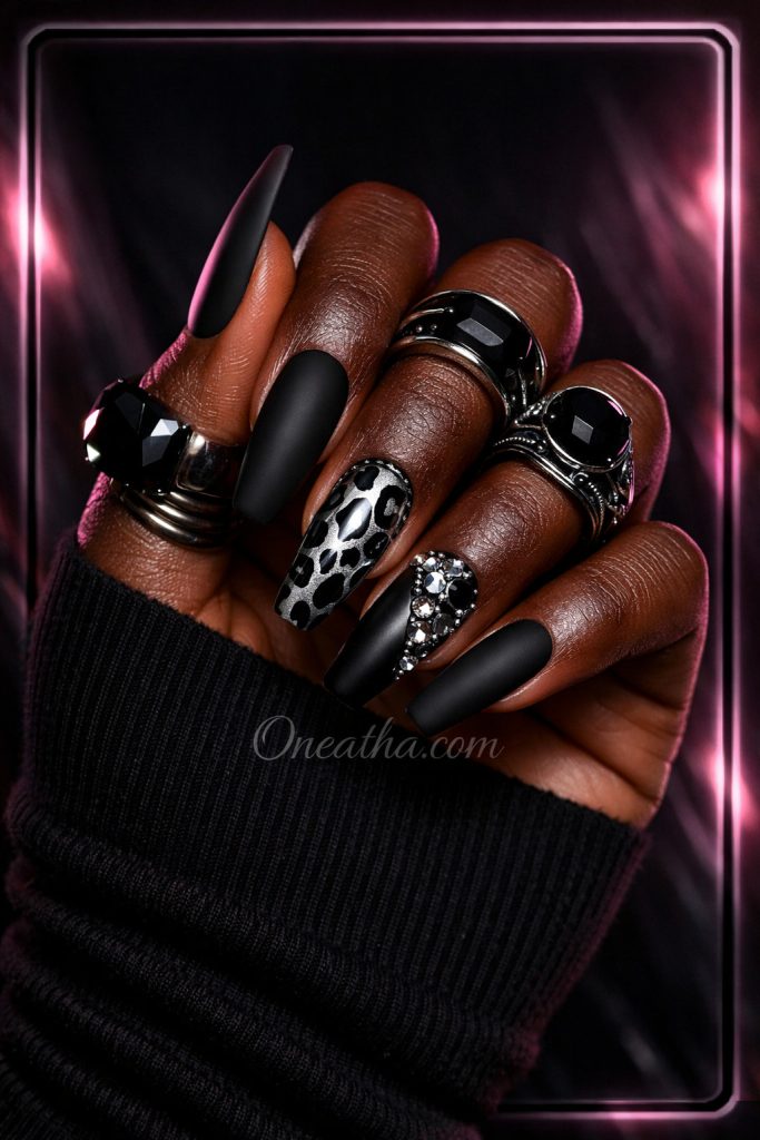 black and white leopard French tip nails modern chic manicure for everyday style