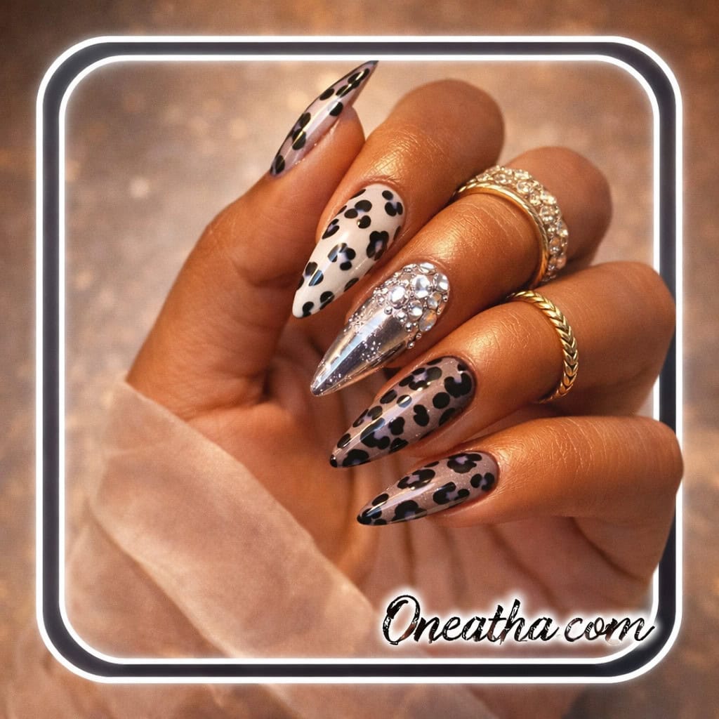 black and white leopard nails bold and confident nail design inspiration