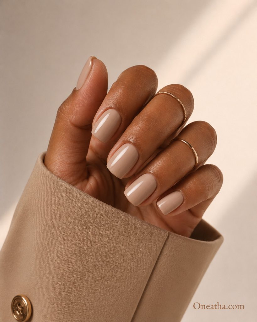 Beige minimalist nails.