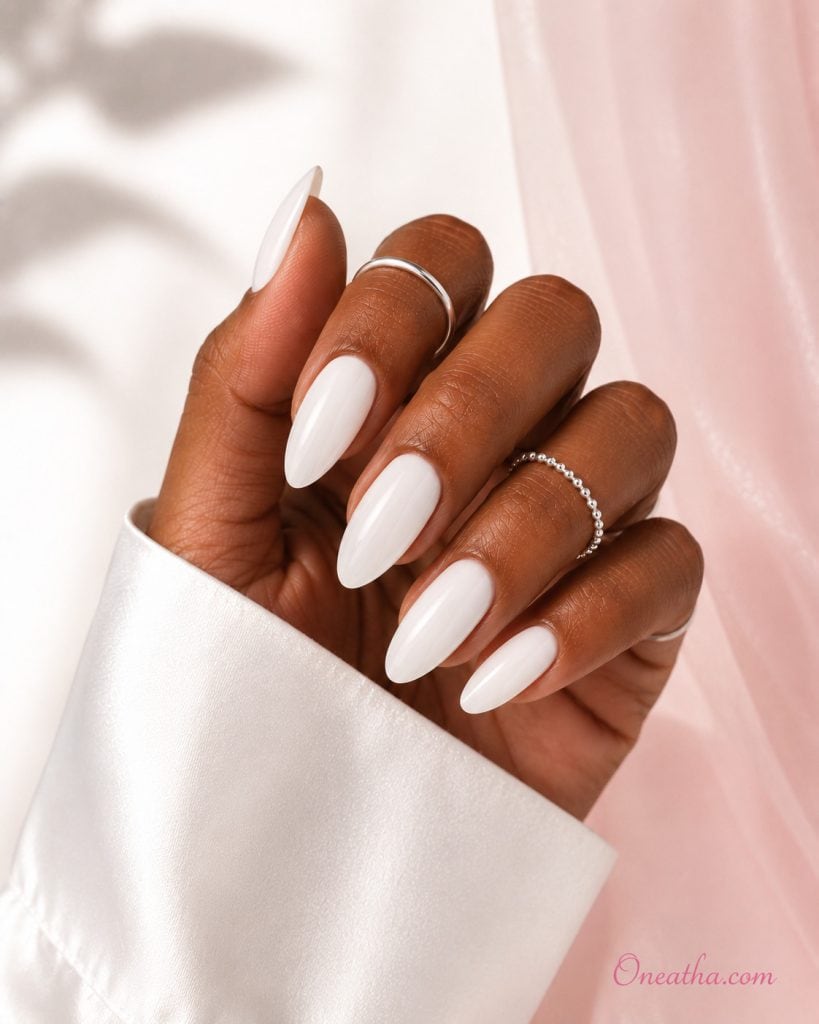 White almond nails.