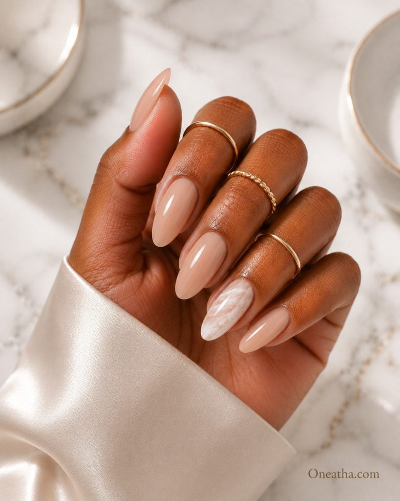 Minimal marble nails.