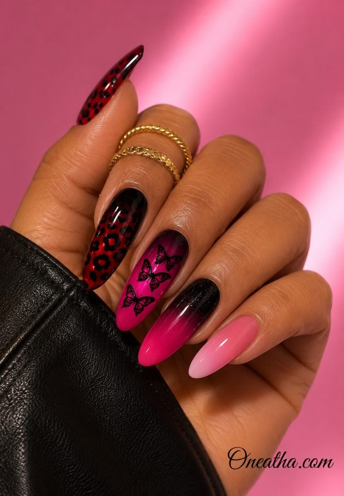 Cherry Eclipse nails by Oneatha.