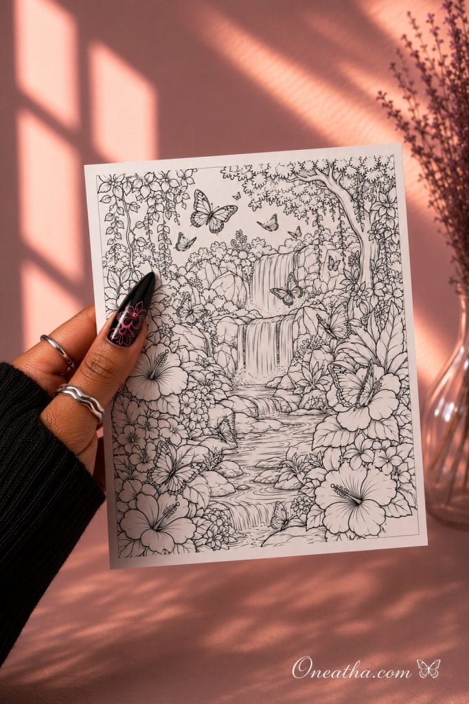 Garden butterfly coloring page by Oneatha.