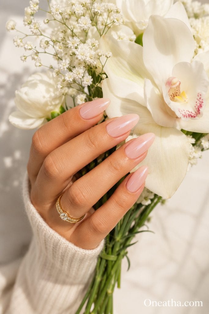 Blush pink nails by Oneatha
