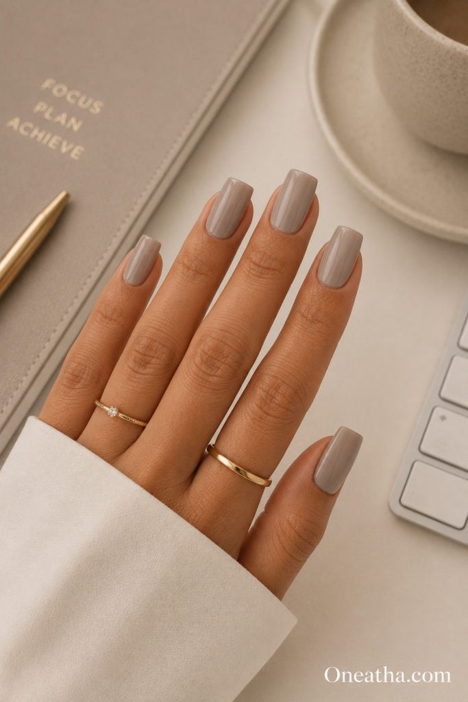 Greige nails by Oneatha