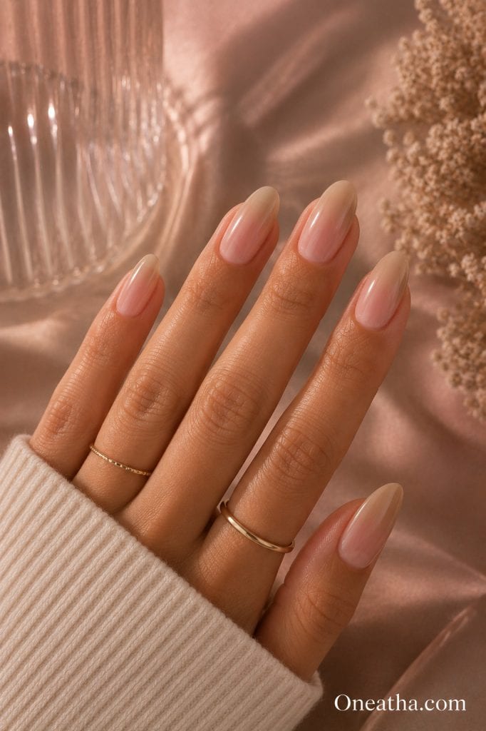 Neutral ombre nails by Oneatha