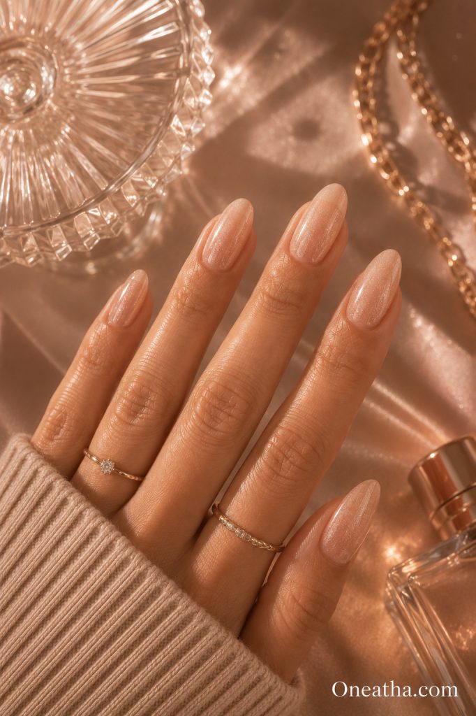 Champagne nails by Oneatha