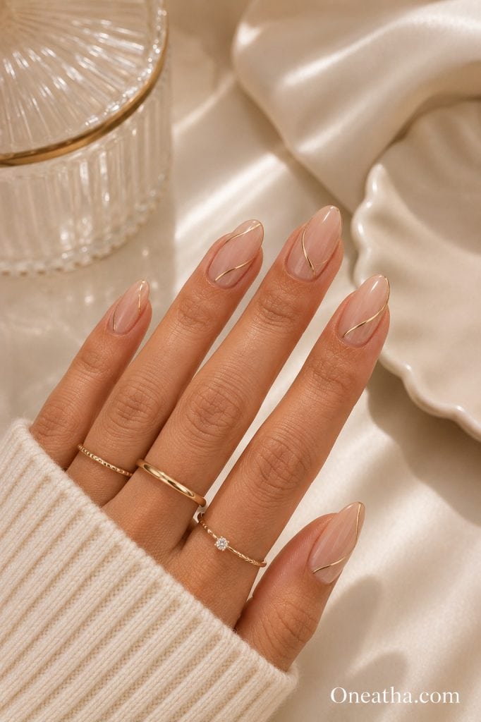 Gold accent nails by Oneatha