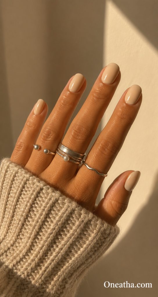 Nude clean girl nails by Oneatha
