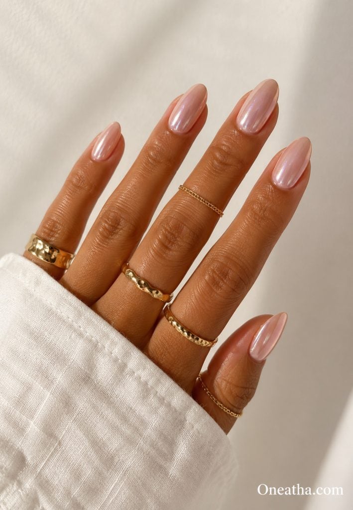 Pink glazed nails by Oneatha