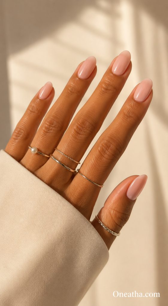 Blush pink nails by Oneatha