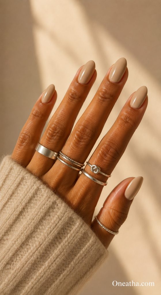 Oatmeal nude nails by Oneatha