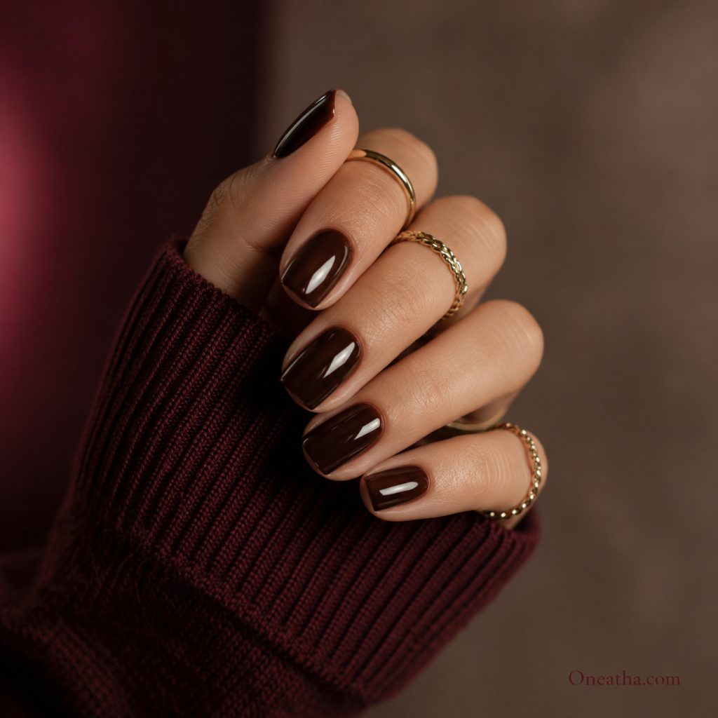 Chocolate brown fall nails by Oneatha