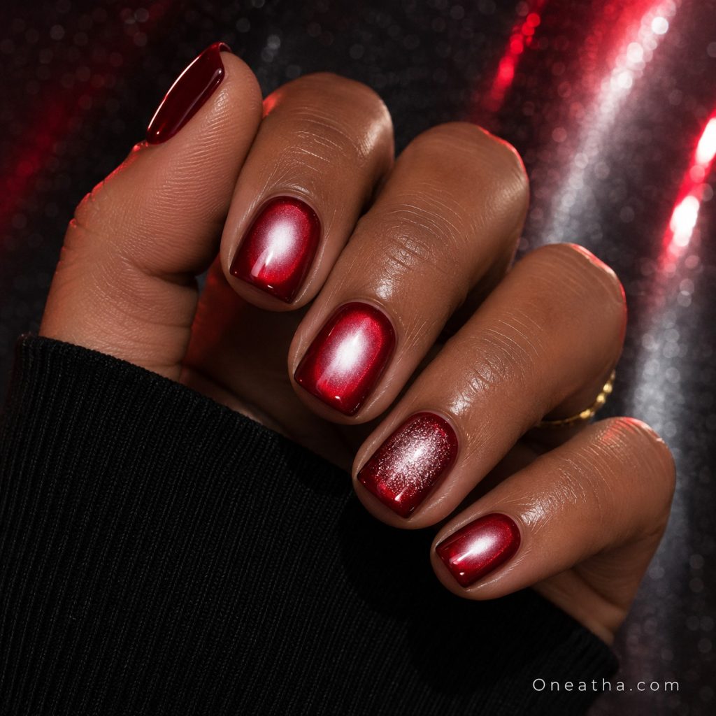 Red aura Christmas nails by Oneatha