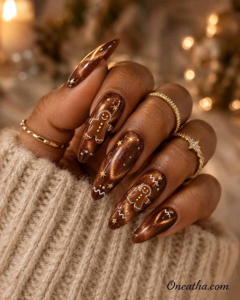 Magnetic gingerbread Christmas nails by Oneatha.