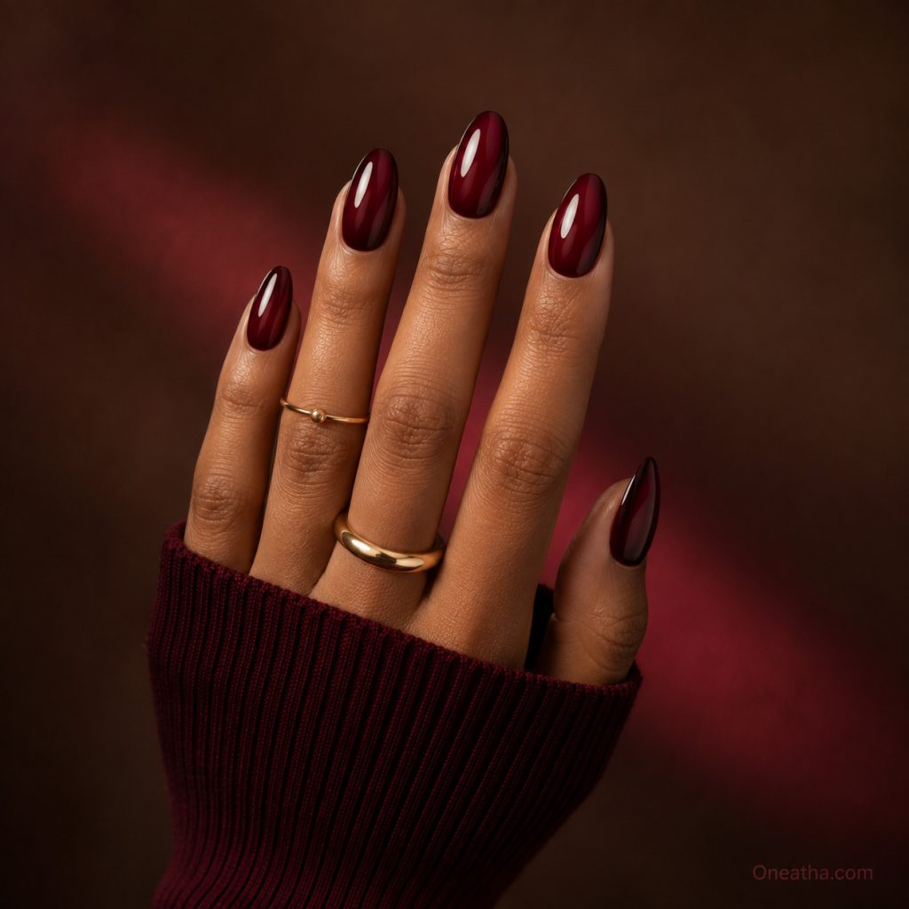Burgundy fall nails by Oneatha