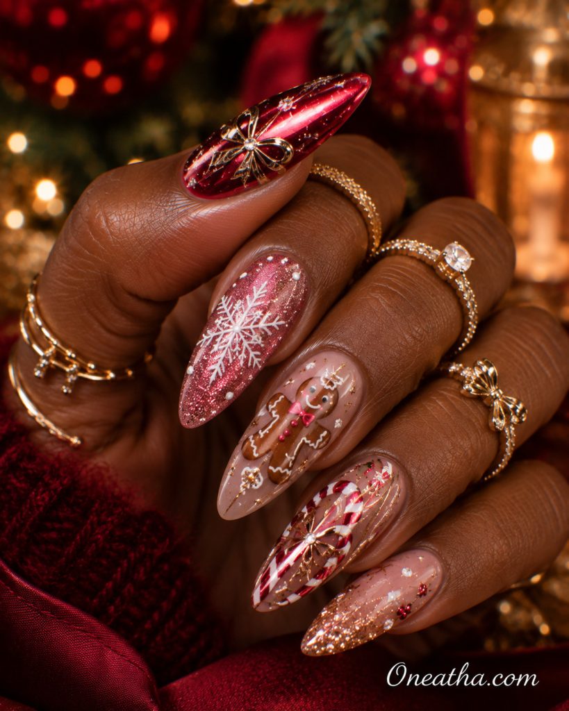 Christmas nails by Oneatha