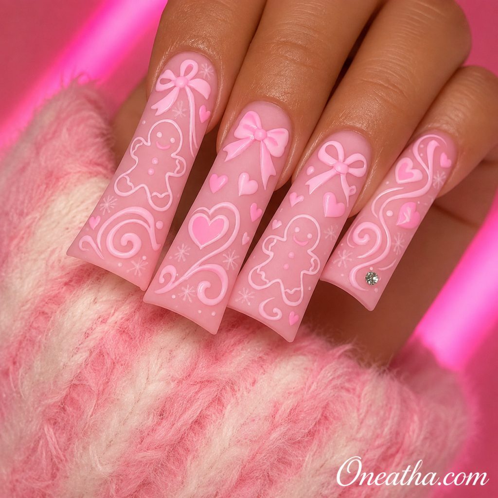Pink Gingerbread Nails by Oneatha