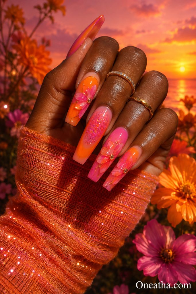Sunset Sparkle Aura Nails By Oneatha.