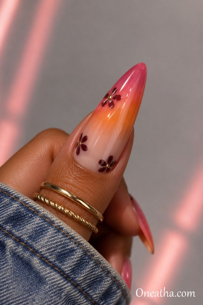 Glossy Sunset Nails By Oneatha.