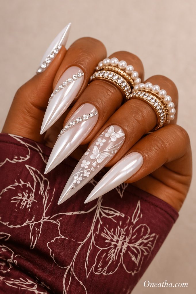 White Butterfly Nails By Oneatha.