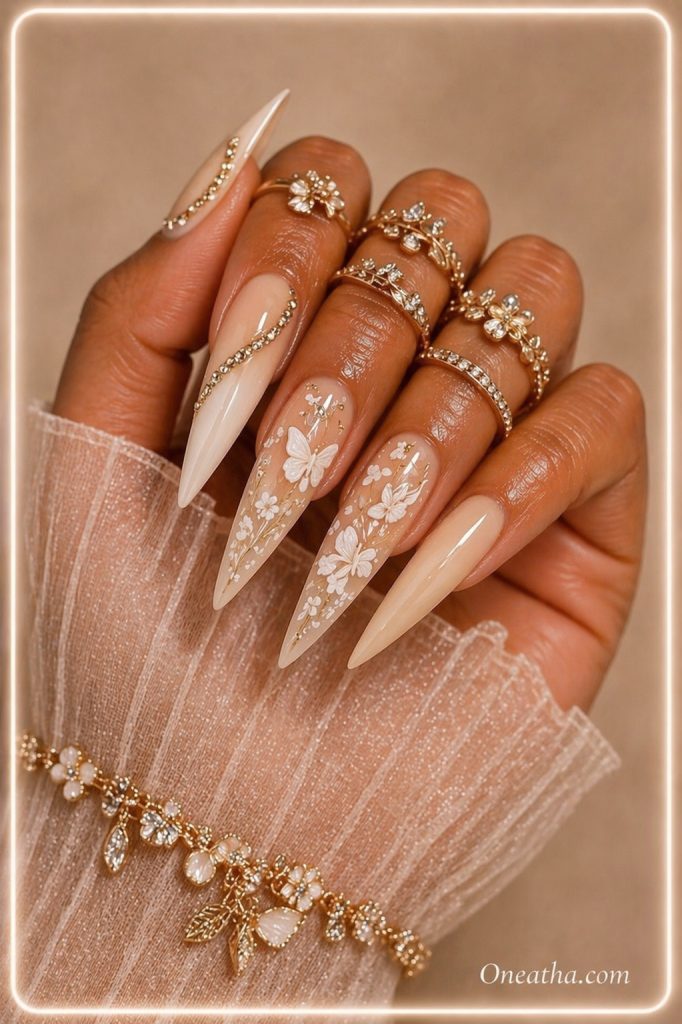 Butterfly Wedding Nails By Oneatha.