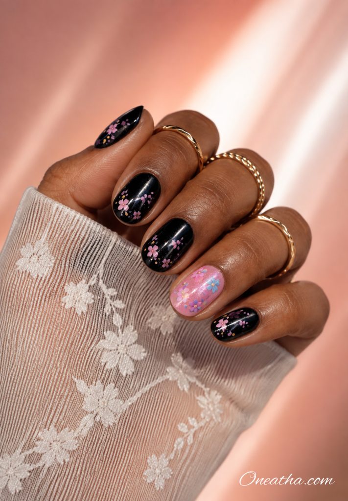 Short Flower Nails By Oneatha