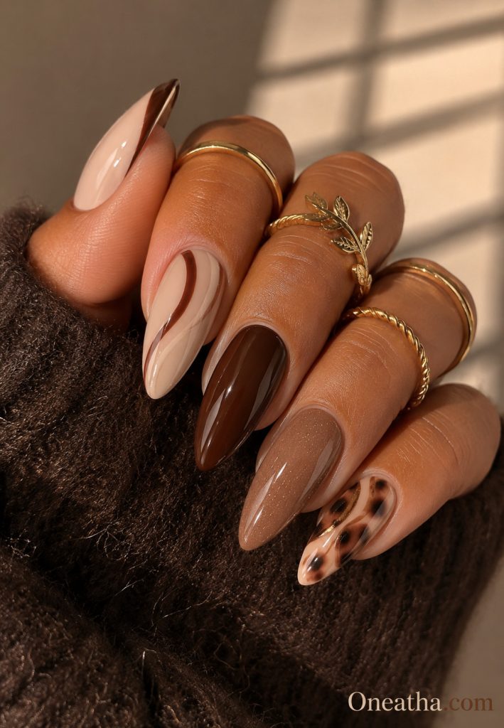 Fall Almond Nails By Oneatha.