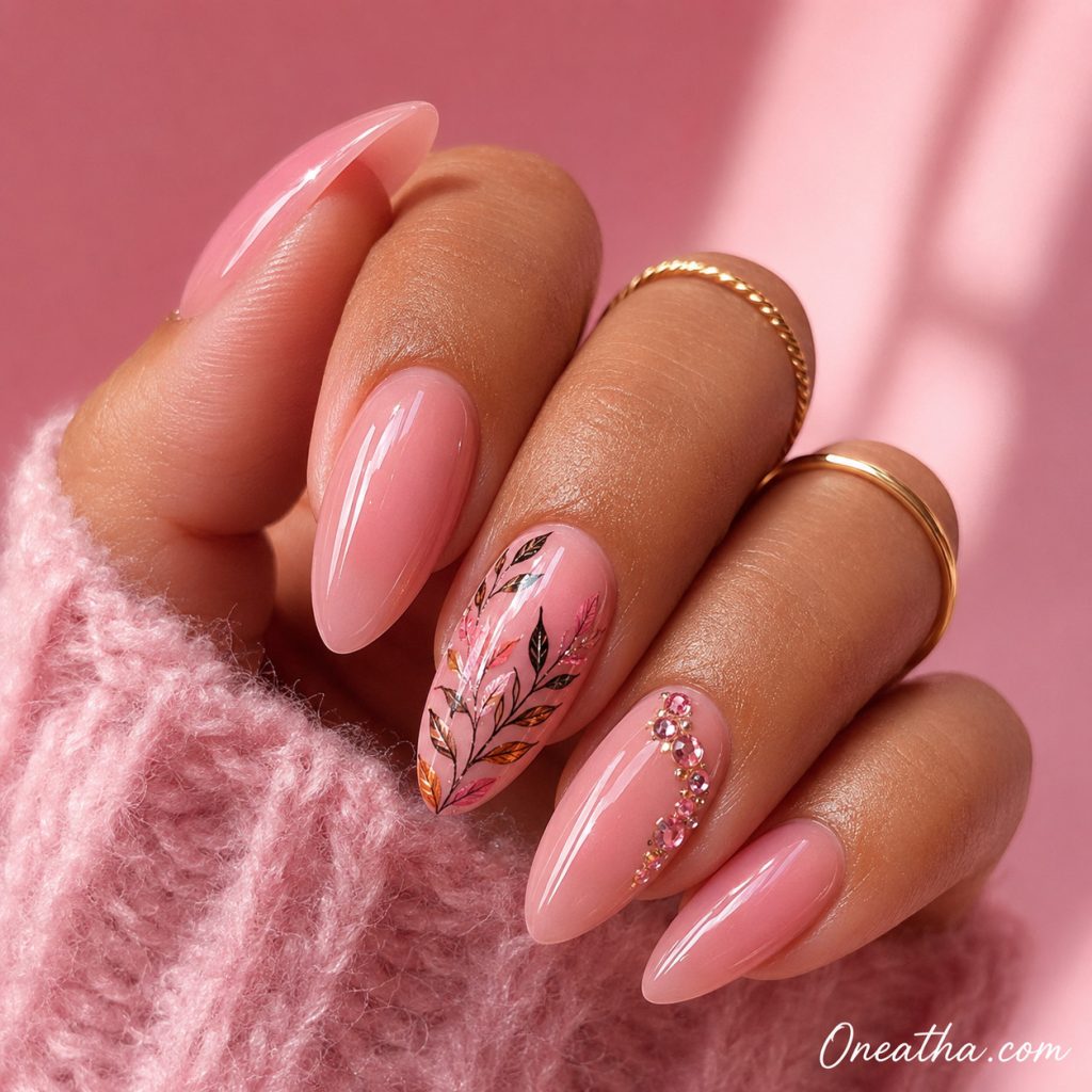 Pink Fall Nails By Oneatha.