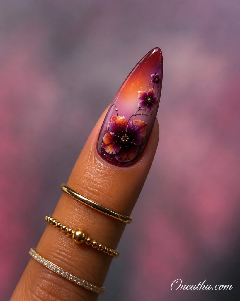 Acrylic Flower Nails By Oneatha.