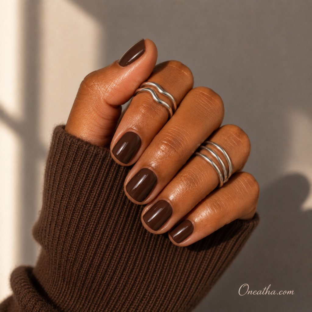 Short Brown Nails By Oneatha.