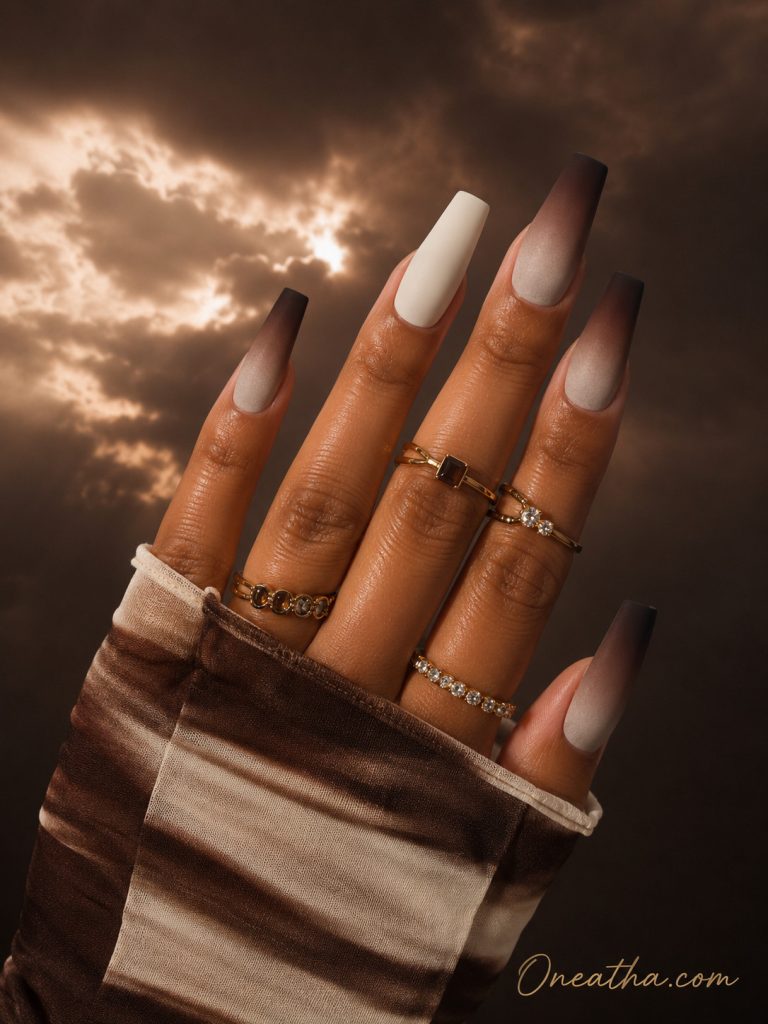 Brown Coffin Nails By Oneatha.