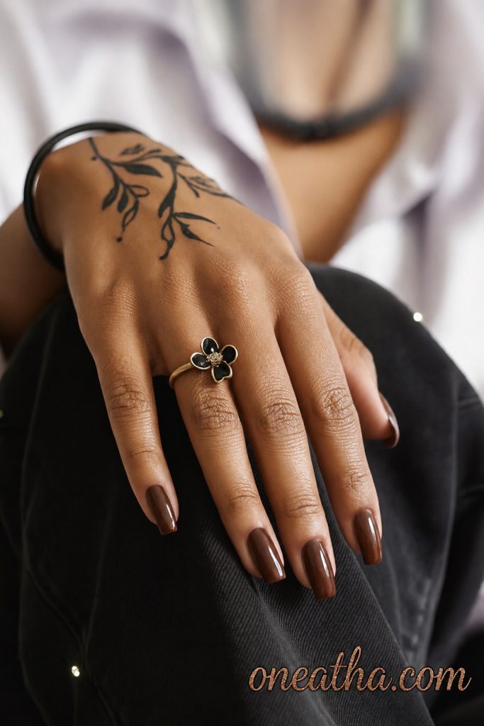 Milky Brown Nails By Oneatha.