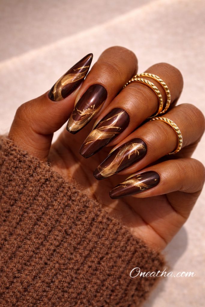 Brown Marble Nails By Oneatha.