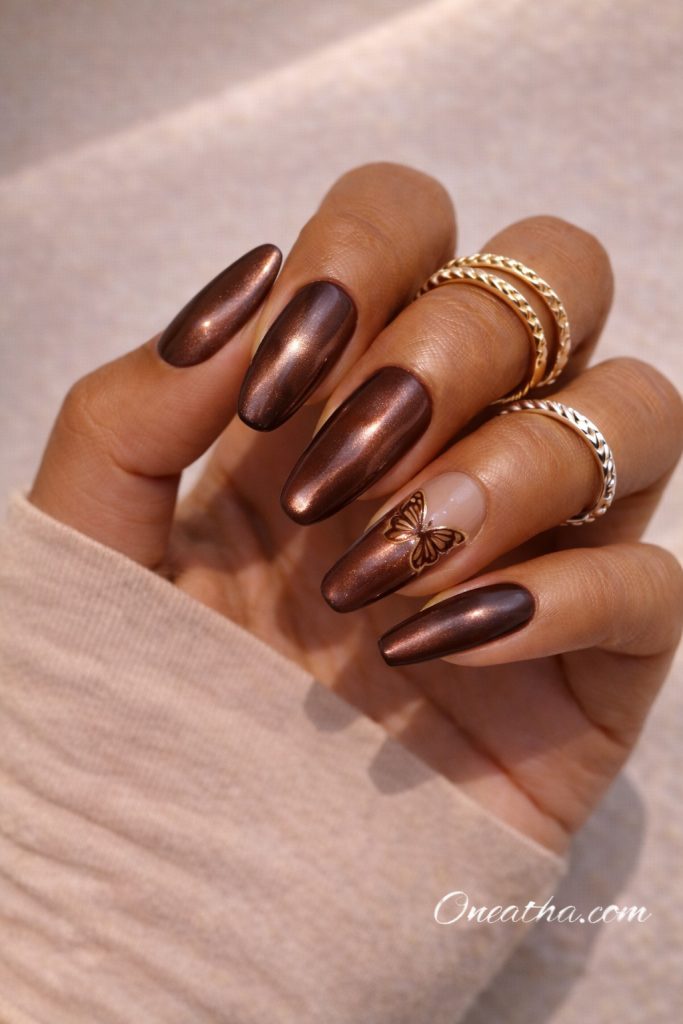 Brown Butterfly Nails By Oneatha.
