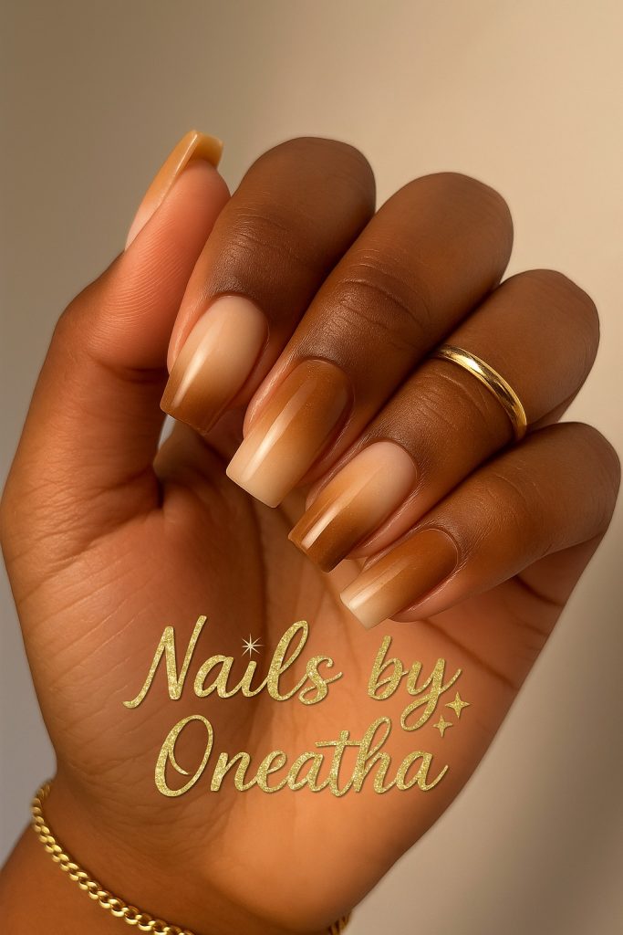 Mocha Brown Ombre Nails By Oneatha.