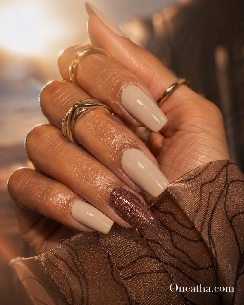 Nude and Brown Nails By Oneatha.