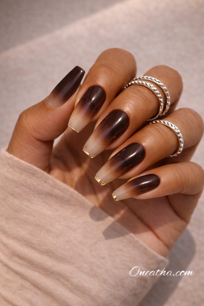 Brown Ombre Nails By Oneatha.