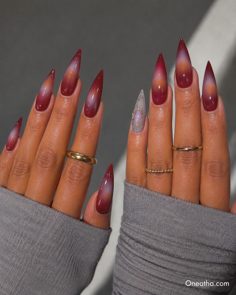Long Aura Stiletto Nails By Oneatha.