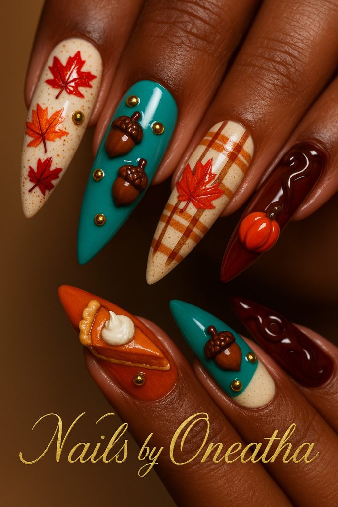 Cute 3D Fall Nails By Oneatha.