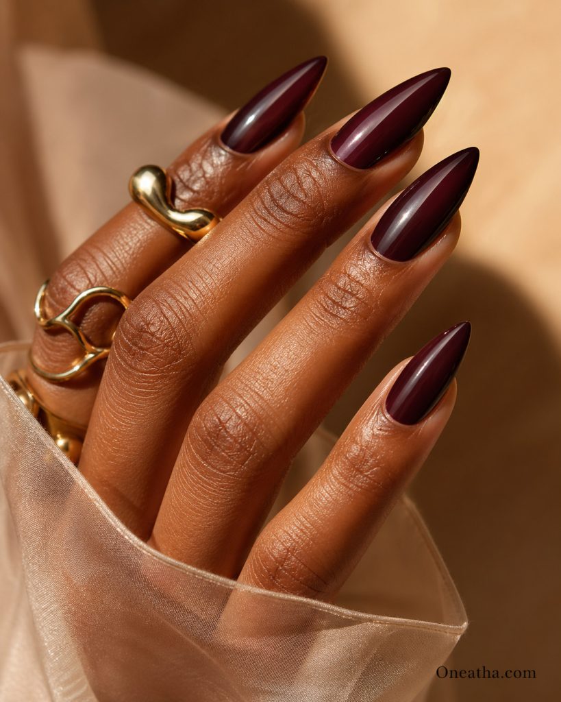 Burgundy fall nails by Oneatha