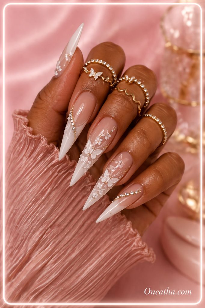 Bridal nails by Oneatha.