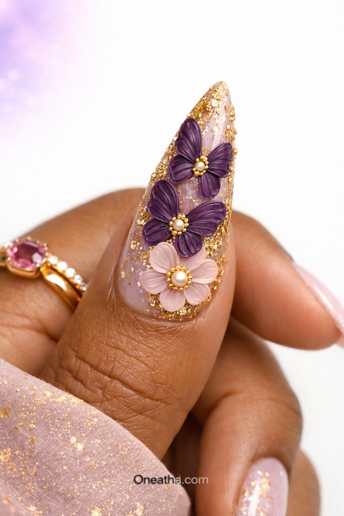 Purple Butterfly Nails By Oneatha